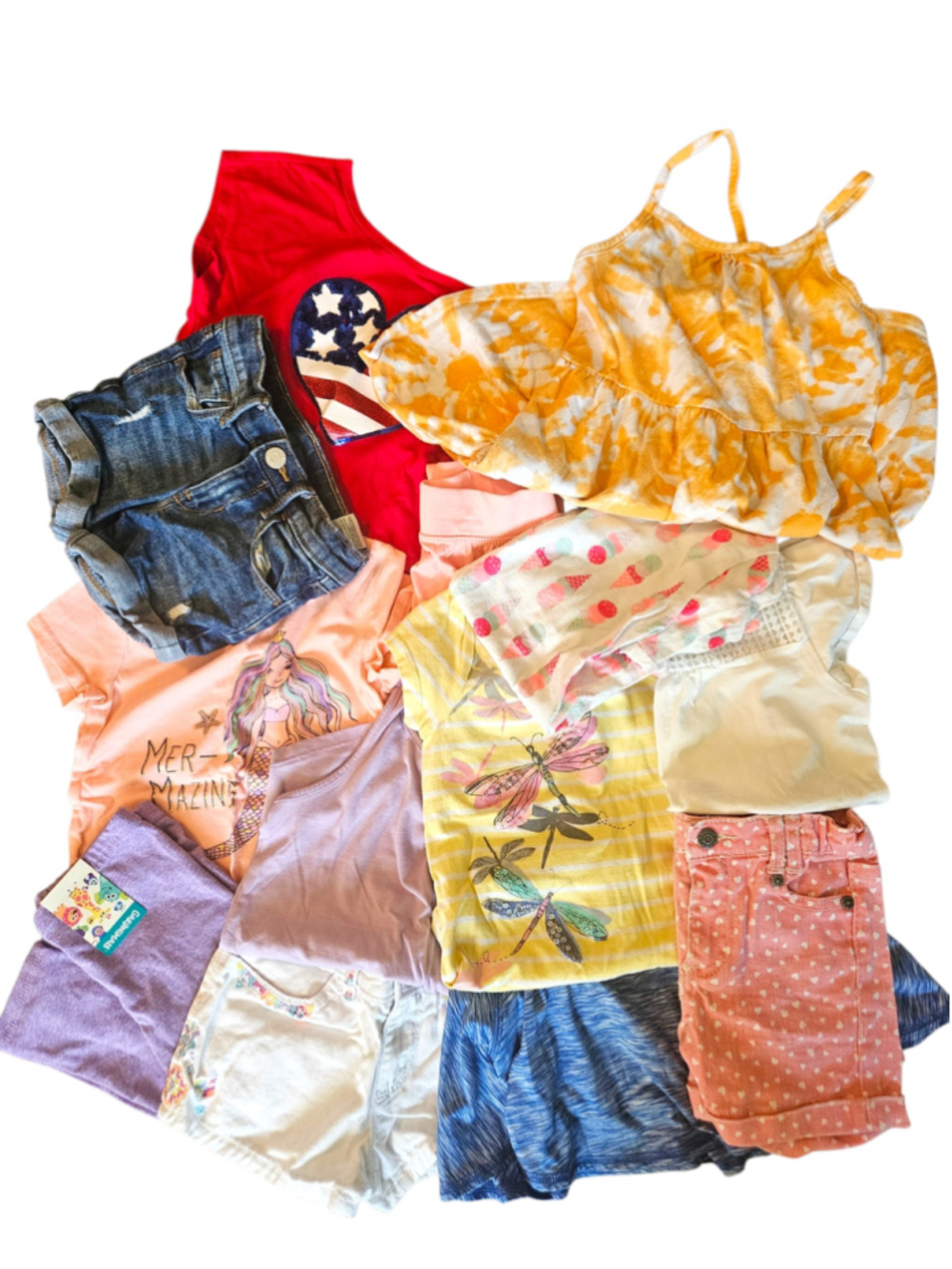 Girls size 4-5 Lot of 7 Outfits Summer 4th of July Back to School Clothes